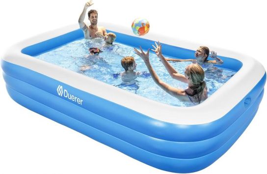Duerer Inflatable Swimming Pools, Full-Sized Blow up Pool for Kids, Toddlers and Adults, 305cm x 182cm x 56cm Easy Set Outdoor Family Fun